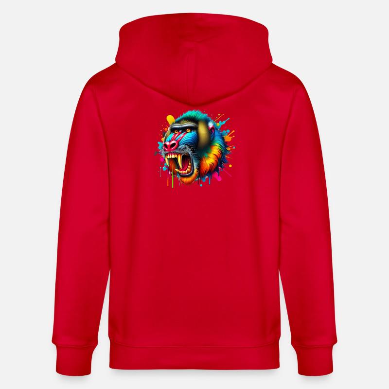 Mandrill Monkey - Stanley/Stella CULTIVATOR  Unisex Organic Hooded Jacket - red