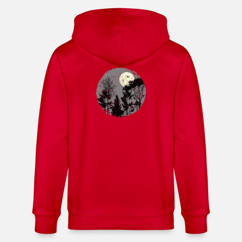 Scène de forêt nocturne sanctifiante - Veste à capuche bio CULTIVATOR Stanley/Stella Unisexe - rouge