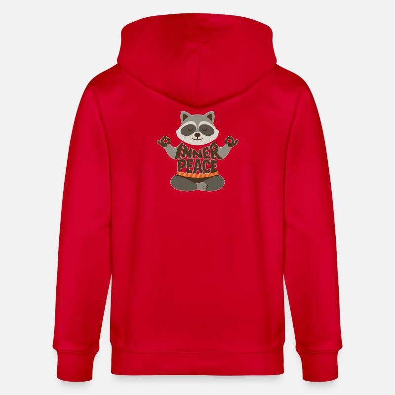 Meditierender Waschbär mit "Inner Peace" - Stanley/Stella Unisex Bio-Kapuzenjacke CULTIVATOR  - Rot