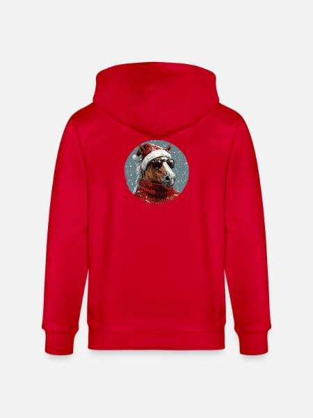 Noël de Noël cheval - Veste à capuche bio CULTIVATOR Stanley/Stella Unisexe - rouge