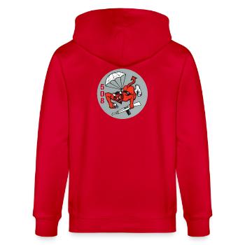 508. Luftlandedivision „Rote Teufel“ aus dem Zweit - Stanley/Stella Unisex Bio-Kapuzenjacke CULTIVATOR  - Rot - Hinten - Anna (173cm)