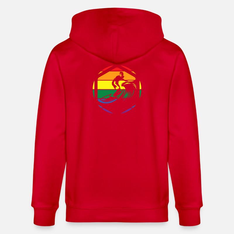 Rainbow Wave Surfer Circle - Stanley/Stella Unisex Bio-Kapuzenjacke CULTIVATOR  - Rot