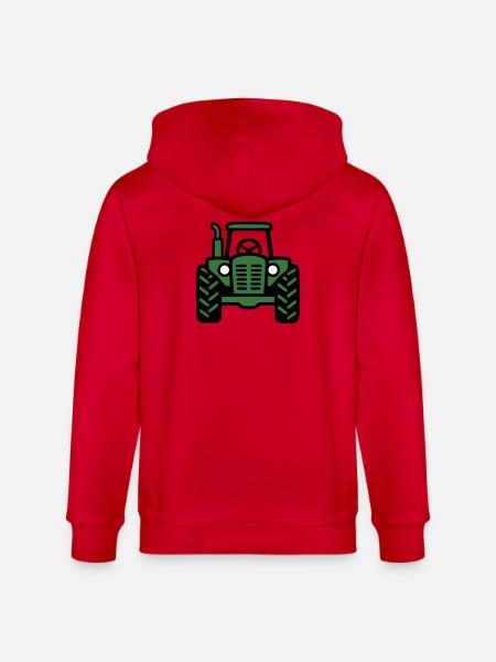 Tractor Front View Logo - Stanley/Stella CULTIVATOR Unisex Organic Hooded Jacket - red