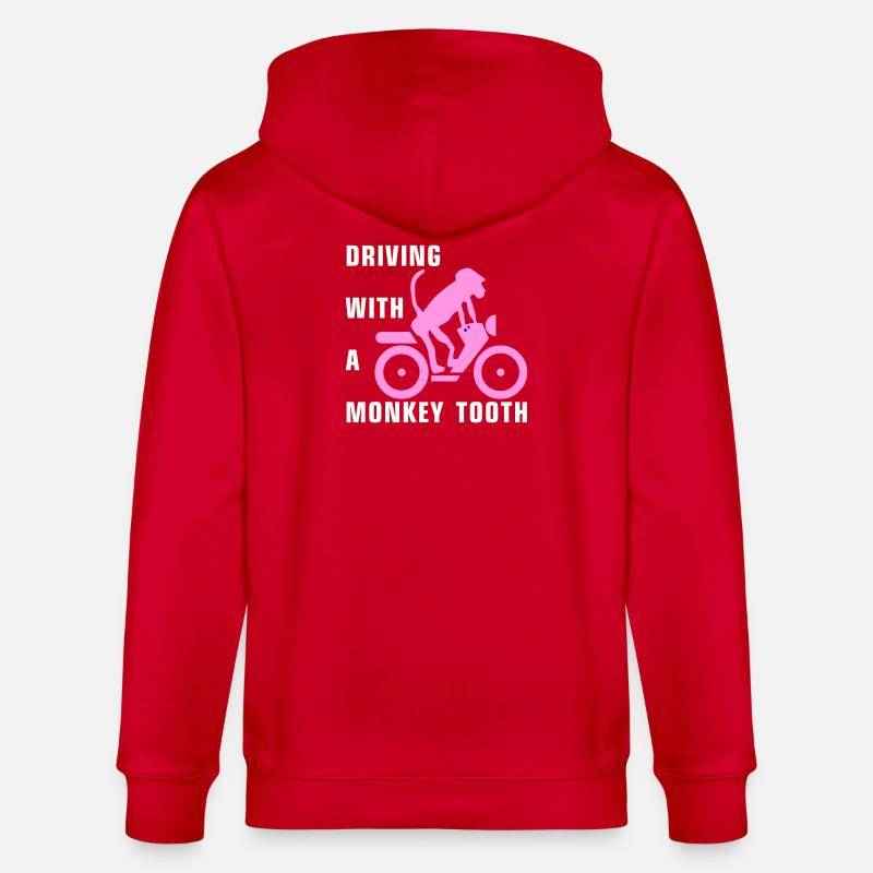 Driving with a monkey tooth - Affenzahn - Stanley/Stella Unisex Bio-Kapuzenjacke CULTIVATOR  - Rot