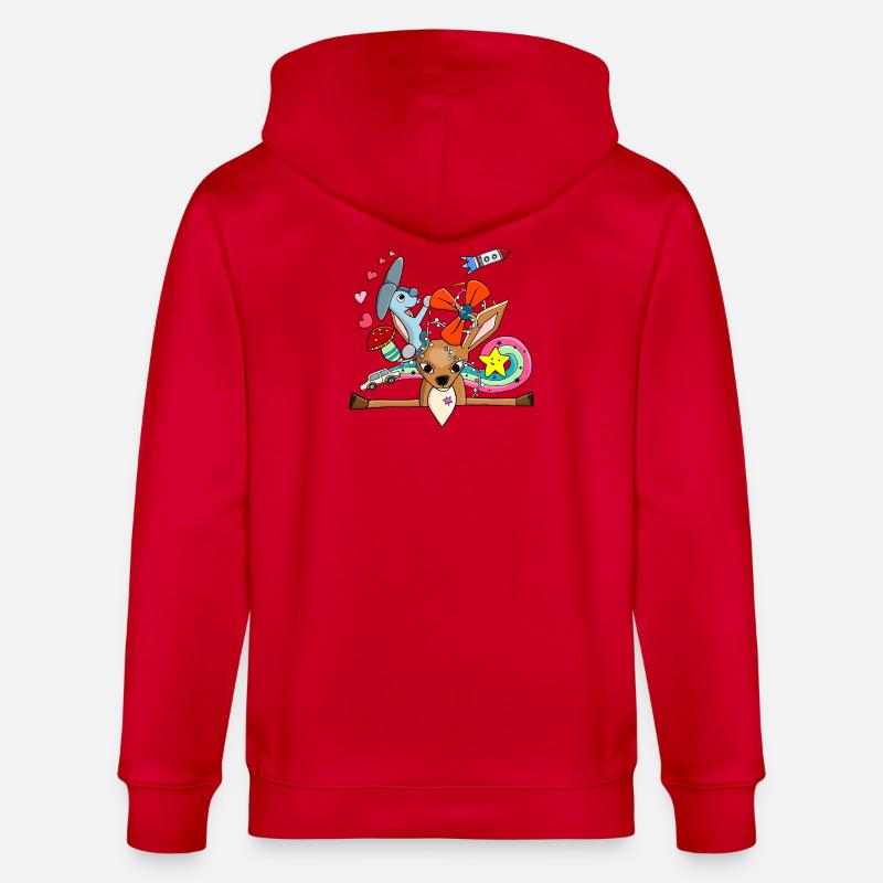 Süßes Reh, Hase Collage mit Regenbogen - Stanley/Stella Unisex Bio-Kapuzenjacke CULTIVATOR  - Rot