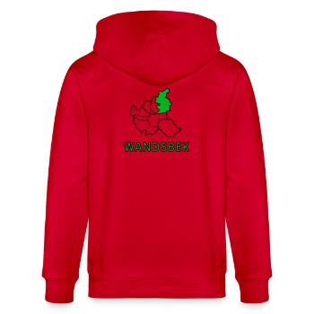 Wandsbek, un quartier de Hambourg - Veste à capuche bio CULTIVATOR Stanley/Stella Unisexe - rouge - Dos - Anna (173cm)