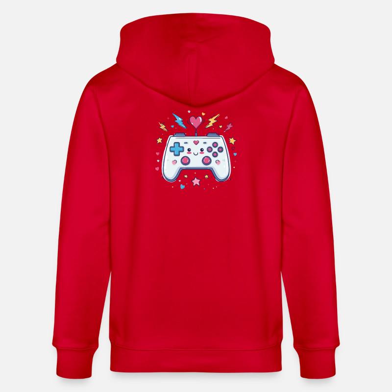 Heart Controller Doodle Pixel Pop - Veste à capuche bio CULTIVATOR Stanley/Stella Unisexe - rouge