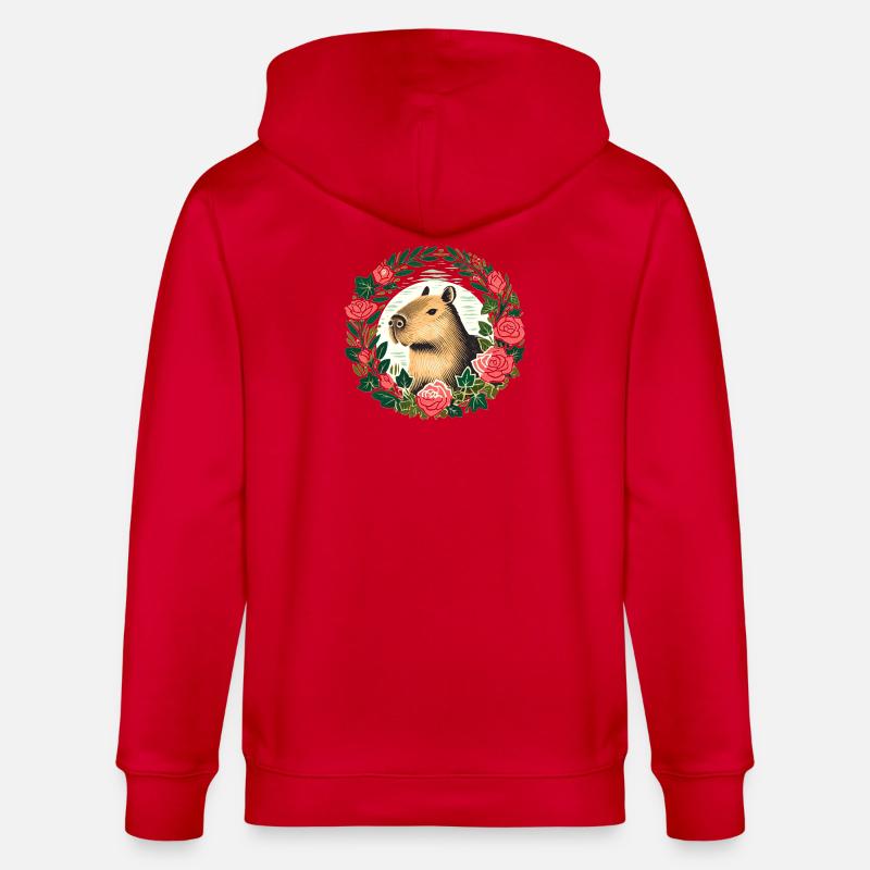 Couronne de roses de capybara - Veste à capuche bio CULTIVATOR Stanley/Stella Unisexe - rouge