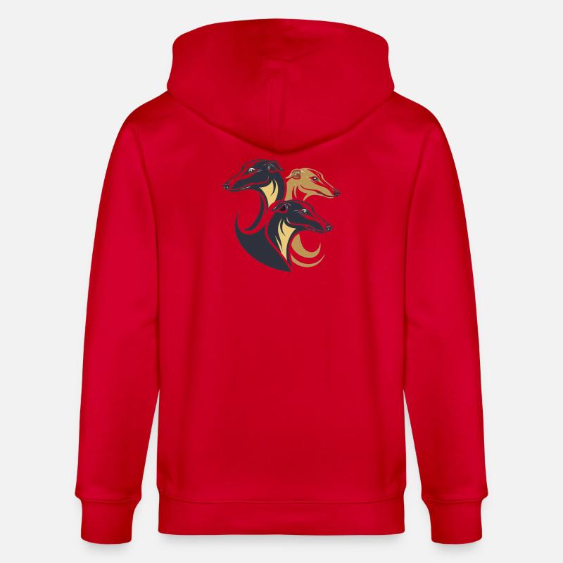 Dreifache Windhunde Silhouette - Stanley/Stella Unisex Bio-Kapuzenjacke CULTIVATOR  - Rot