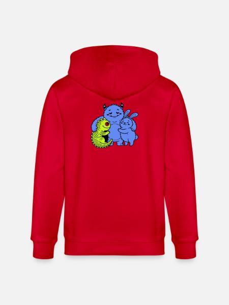 cute monsters - Stanley/Stella CULTIVATOR  Unisex Organic Hooded Jacket - red