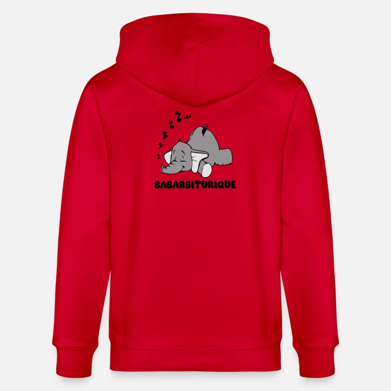 Schlafender Elefant mit dem Titel Babarbituric - Stanley/Stella Unisex Bio-Kapuzenjacke CULTIVATOR  - Rot
