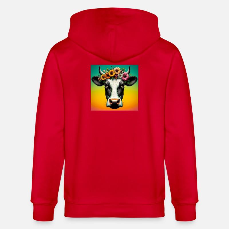 cow - Stanley/Stella CULTIVATOR  Unisex Organic Hooded Jacket - red