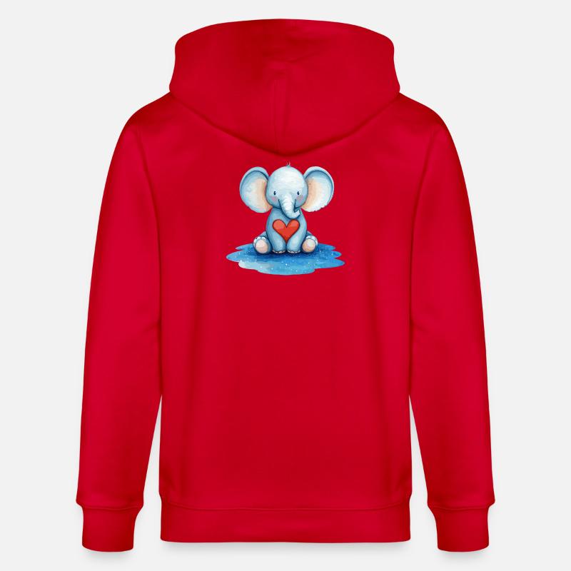 Blauer Elefant Herzfreund - Stanley/Stella Unisex Bio-Kapuzenjacke CULTIVATOR  - Rot