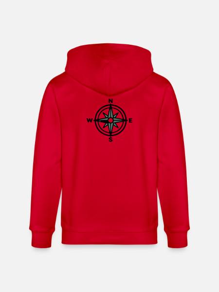 Compass Navigation Hiking Scout Outdoor - Stanley/Stella CULTIVATOR  Unisex Organic Hooded Jacket - red