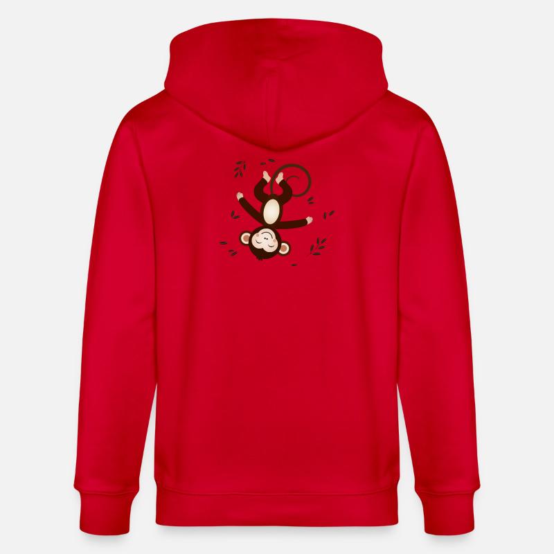 Entspanntes Äffchen – Verspieltes Tiermotiv - Stanley/Stella Unisex Bio-Kapuzenjacke CULTIVATOR  - Rot