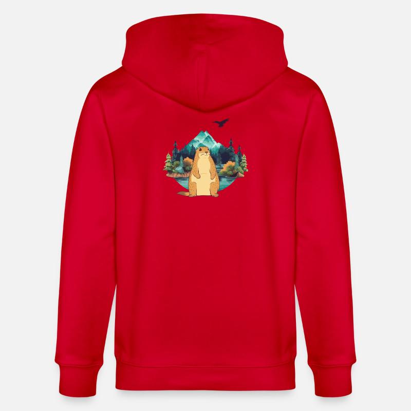 Murmeltier - Stanley/Stella Unisex Bio-Kapuzenjacke CULTIVATOR  - Rot