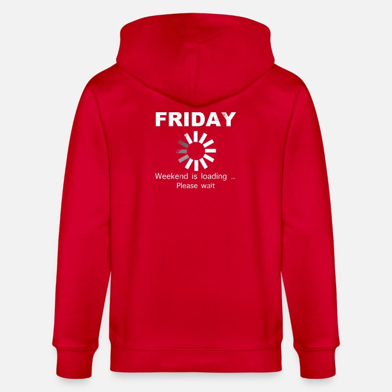 Friday Weekend Loading Spruch - Stanley/Stella Unisex Bio-Kapuzenjacke CULTIVATOR - Rot