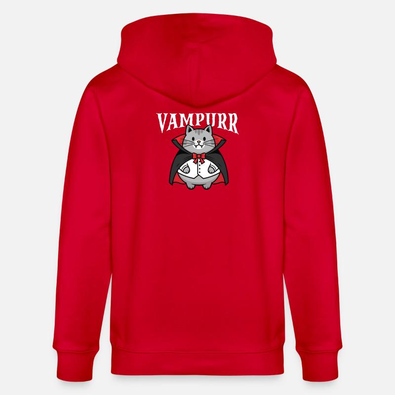 Vampurr Spooky Halloween Vampire Chat - Veste à capuche bio CULTIVATOR Stanley/Stella Unisexe - rouge