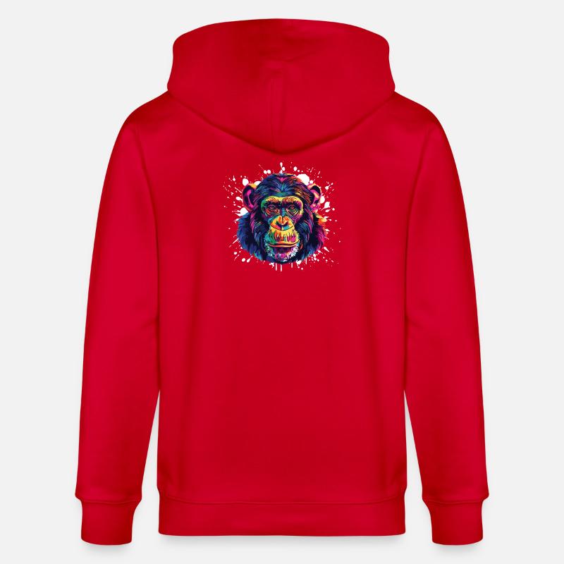 Éclaboussure de portrait de singe - Veste à capuche bio CULTIVATOR Stanley/Stella Unisexe - rouge