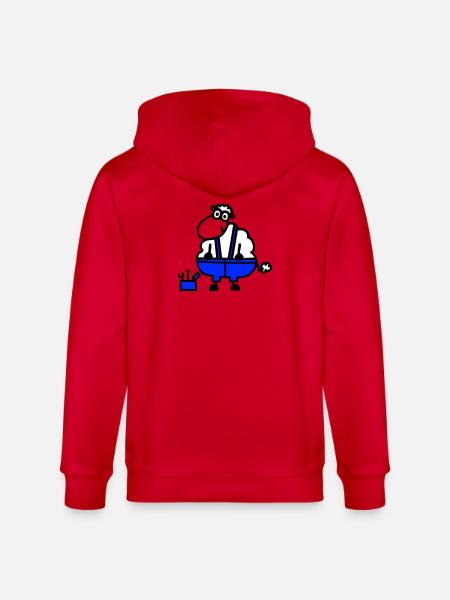 Craftsman's sheep, hero of labor - Stanley/Stella CULTIVATOR Unisex Organic Hooded Jacket - red