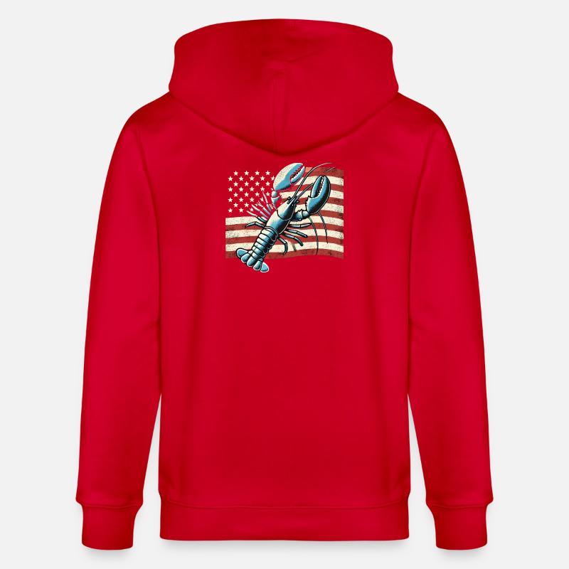 Homard devant le drapeau américain - Veste à capuche bio CULTIVATOR Stanley/Stella Unisexe - rouge
