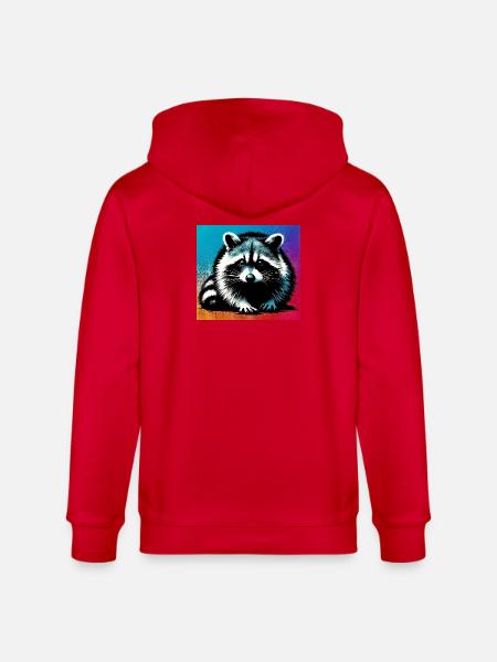 Raccoon - Stanley/Stella CULTIVATOR Unisex Organic Hooded Jacket - red