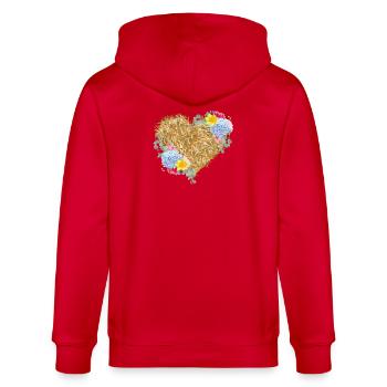 Cœur de paille avec des fleurs printanières - Veste à capuche bio CULTIVATOR Stanley/Stella Unisexe - rouge - Dos - Anna (173cm)