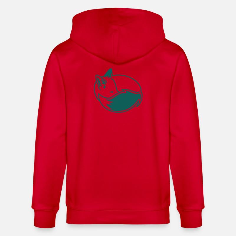 Fuchs eingekuschelt – Kawaii Fox Cartoon Design - Stanley/Stella Unisex Bio-Kapuzenjacke CULTIVATOR  - Rot