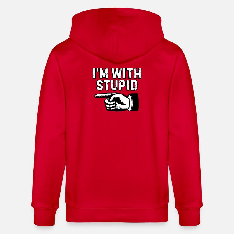 Ich bin mit dummer Handgrafik - Stanley/Stella Unisex Bio-Kapuzenjacke CULTIVATOR  - Rot