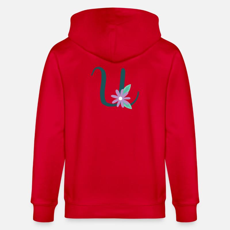 Eleganter Buchstabe 'U' mit Blumen - Stanley/Stella Unisex Bio-Kapuzenjacke CULTIVATOR  - Rot