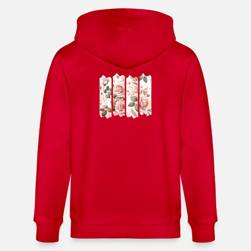 Rosenblüten Vier Panelen Rosa - Stanley/Stella Unisex Bio-Kapuzenjacke CULTIVATOR  - Rot
