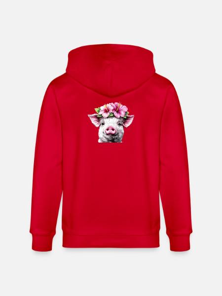 Cochon à couronne d’hibiscus - Veste à capuche bio CULTIVATOR Stanley/Stella Unisexe - rouge