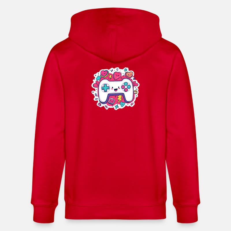 Kawaii Controller Herz Neon Stil - Stanley/Stella Unisex Bio-Kapuzenjacke CULTIVATOR  - Rot