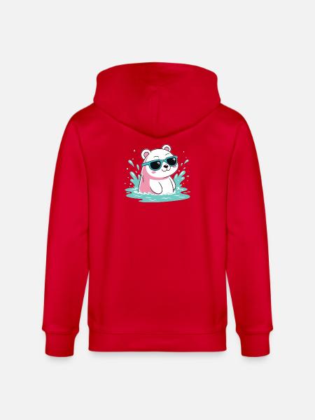 Wasser-Eisbär in kühlen Gläsern - Stanley/Stella Unisex Bio-Kapuzenjacke CULTIVATOR  - Rot