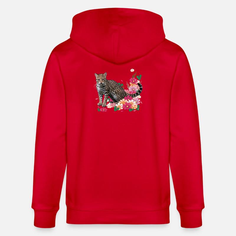 Léopard fleuri avec des fleurs - Veste à capuche bio CULTIVATOR Stanley/Stella Unisexe - rouge