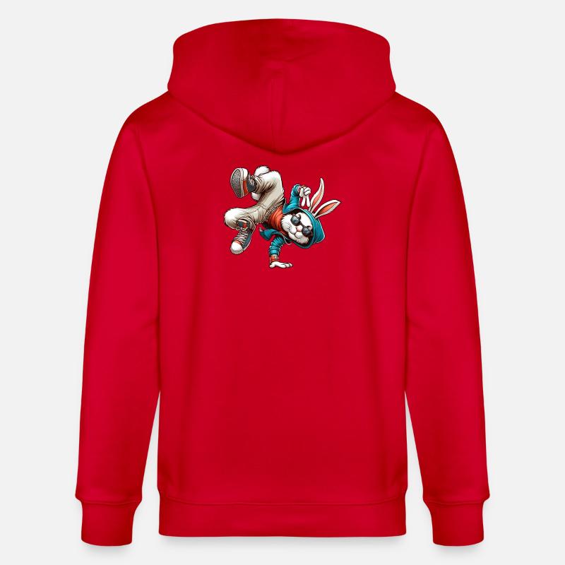 Pâques Pâques Lapin Danse Breakdance - Veste à capuche bio CULTIVATOR Stanley/Stella Unisexe - rouge