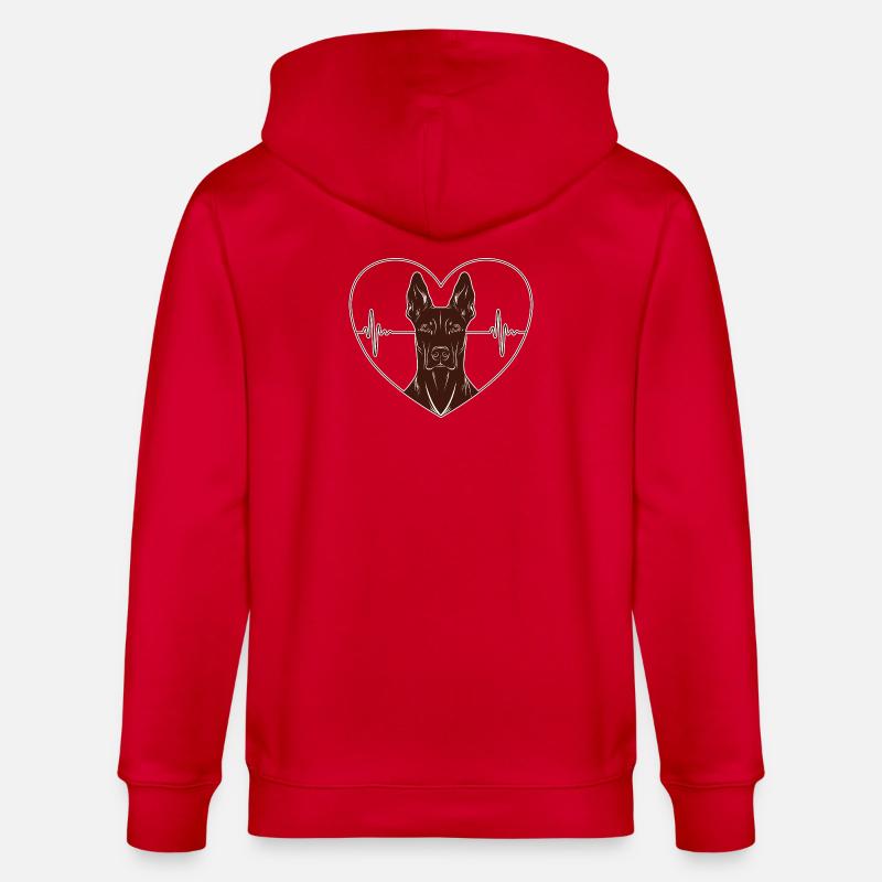Herz Dobermann Design – Rust Look - Stanley/Stella Unisex Bio-Kapuzenjacke CULTIVATOR - Rot