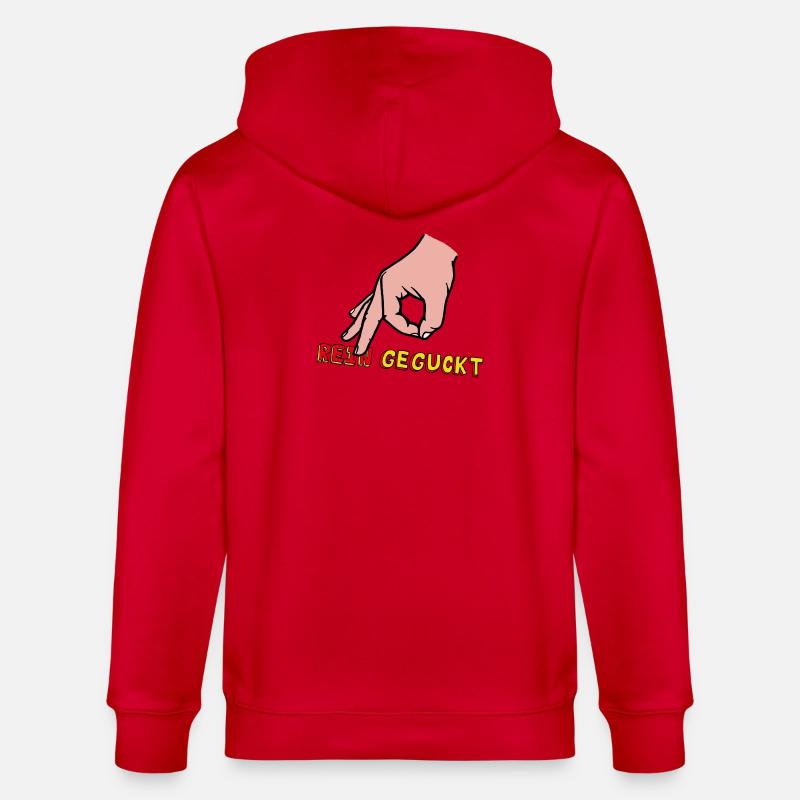 Comic-Hand Zeigefinger mit Retro Text - Stanley/Stella Unisex Bio-Kapuzenjacke CULTIVATOR  - Rot