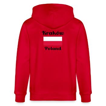 Cracovie, Pologne - Imprimés élégants - Veste à capuche bio CULTIVATOR Stanley/Stella Unisexe - rouge - Dos - Anna (173cm)