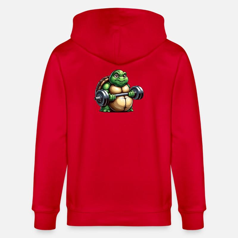 Grim Turtle Dumbbell Training Workout - Stanley/Stella CULTIVATOR  Unisex Organic Hooded Jacket - red