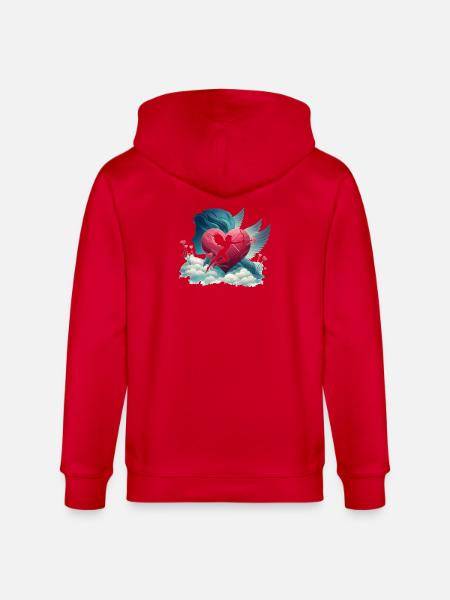 Cupid Archer Heart Artwork - Stanley/Stella CULTIVATOR Unisex Organic Hooded Jacket - red