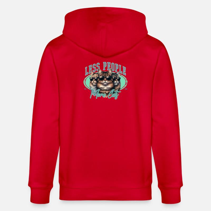 Moins de gens, plus de chats - Veste à capuche bio CULTIVATOR Stanley/Stella Unisexe - rouge