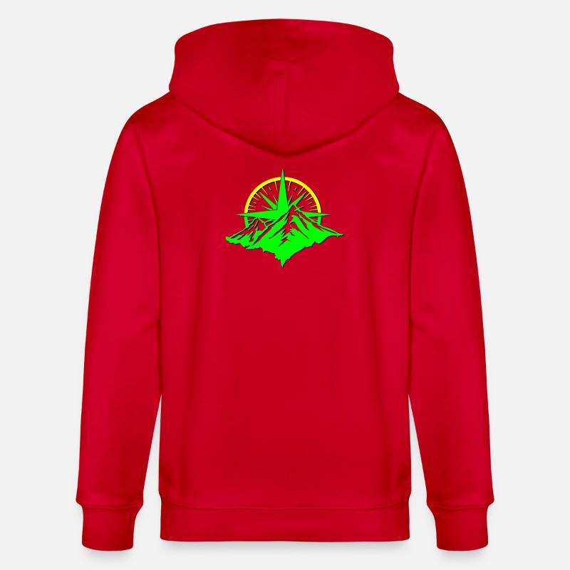 Compass With Mountain Silhouette - Stanley/Stella Unisex Bio-Kapuzenjacke CULTIVATOR  - Rot