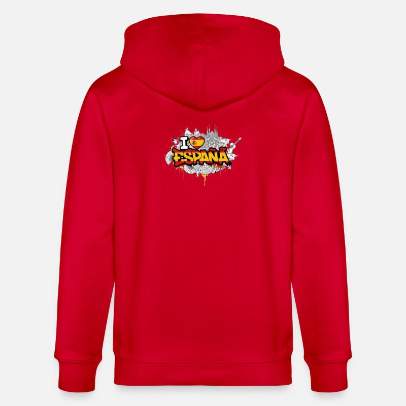 Lebendiges Graffiti Spanien Flagge Liebe Design - Stanley/Stella Unisex Bio-Kapuzenjacke CULTIVATOR  - Rot