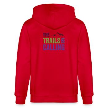 Die Spuren rufen - Stanley/Stella Unisex Bio-Kapuzenjacke CULTIVATOR  - Rot - Hinten - Anna (173cm)