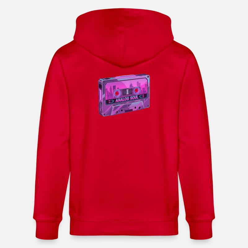 Retro Analog Soul Chrome Cassette Synthwave - Veste à capuche bio CULTIVATOR Stanley/Stella Unisexe - rouge