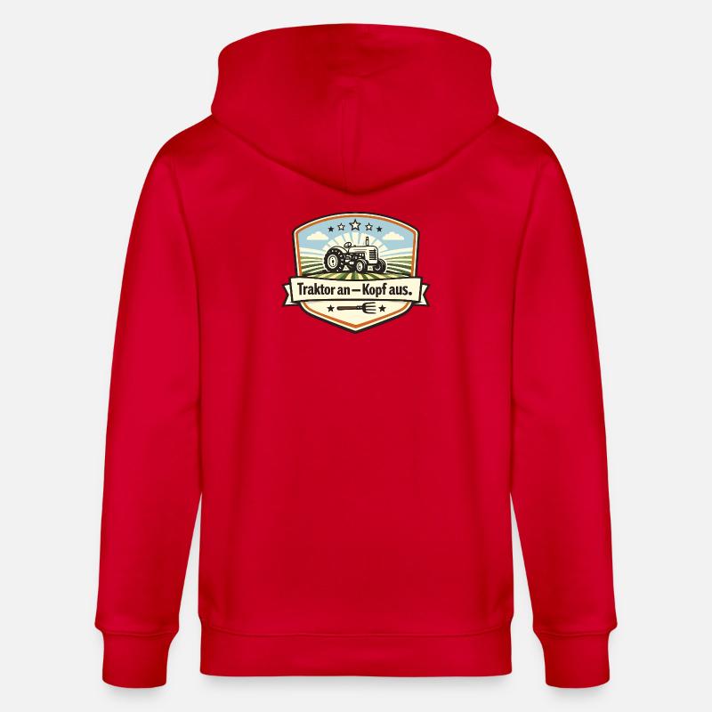 Traktor Patch Kopf Aus - Stanley/Stella Unisex Bio-Kapuzenjacke CULTIVATOR  - Rot