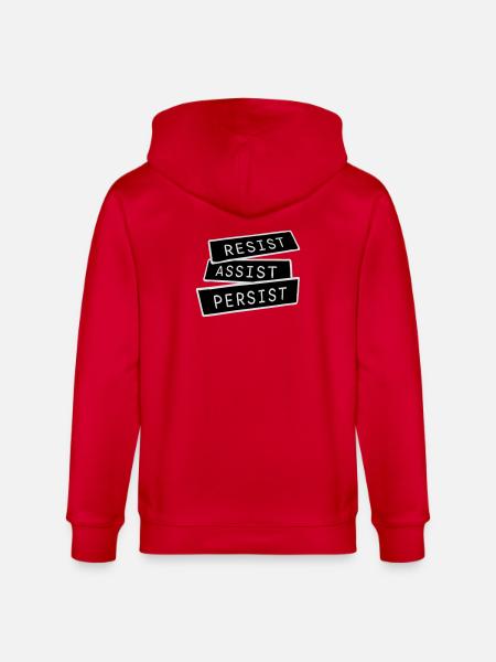 Resist Assist Persist Activism Motivation Logo - Stanley/Stella CULTIVATOR Unisex Organic Hooded Jacket - red
