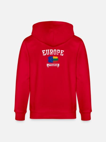 Europe Lithuania Brush Flag - Stanley/Stella CULTIVATOR Unisex Organic Hooded Jacket - red