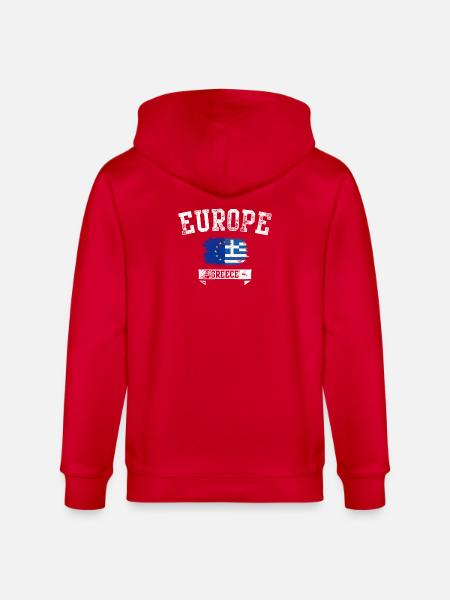 Europe Greece Flag Fusion - Stanley/Stella CULTIVATOR Unisex Organic Hooded Jacket - red